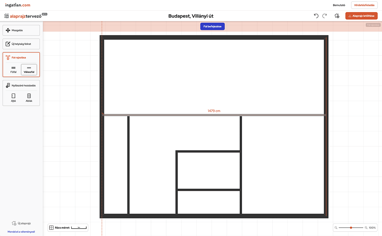 Válaszfalak rajzolása